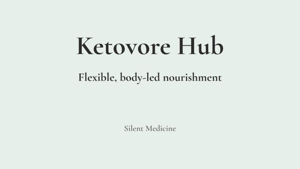 Ketovore Hub minimalist sage green hero banner by Silent Medicine
