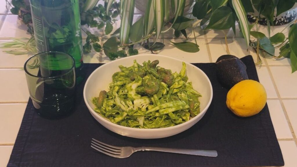 Cabbage & Mushroom Mineral Salad with Creamy Avocado-Lime Dressing