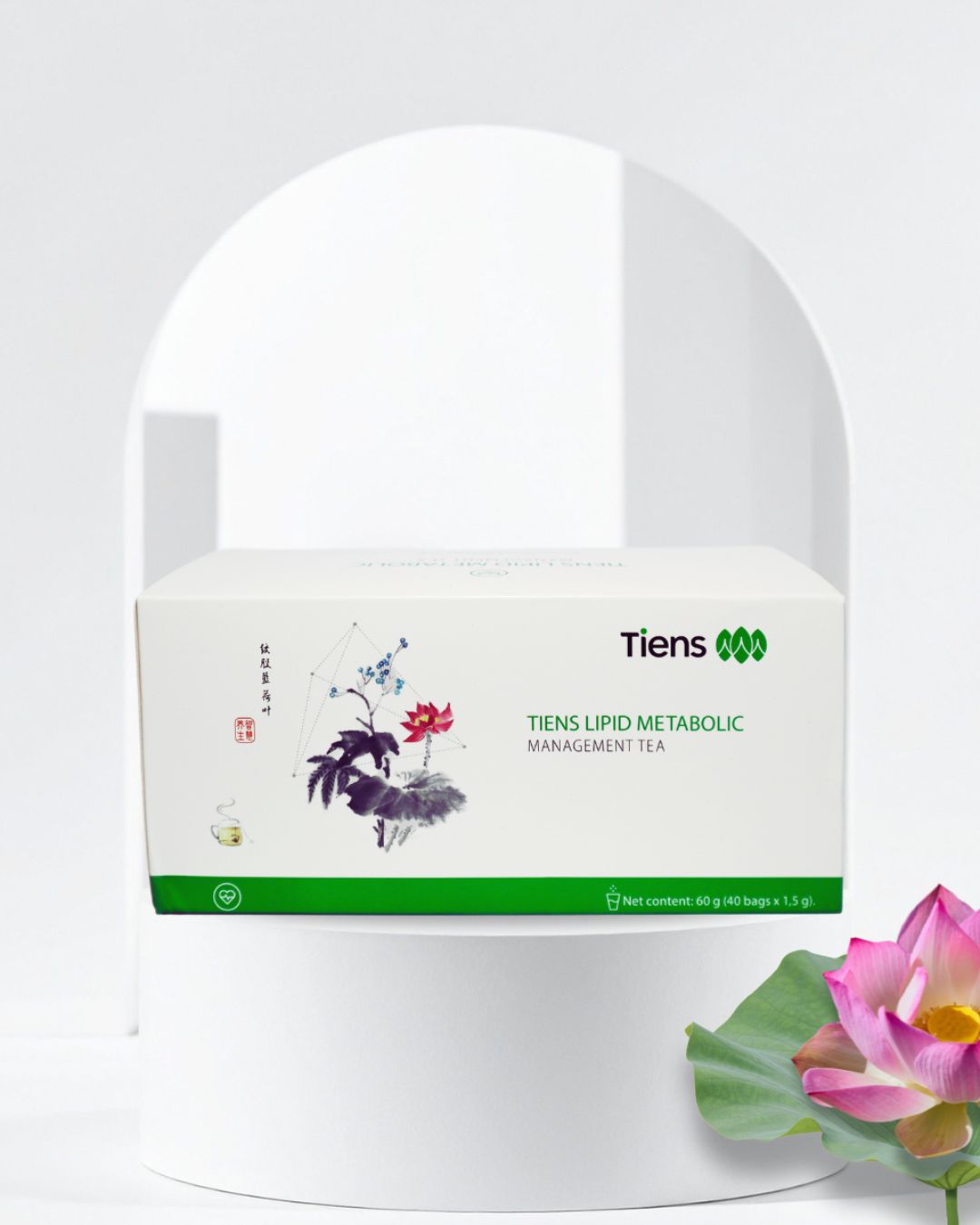 TIENS Lipid Metabolic Management Tea box with lotus flower